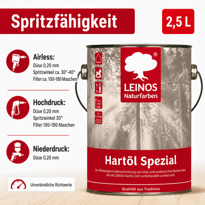 Leinos 245 Hartöl Spezial für Innen 2,5 l  Für stark strapazierte Flächen wie Fußböden und für den anspruchsvollen Möbelbau Hervorragende Polierfähigkeit
