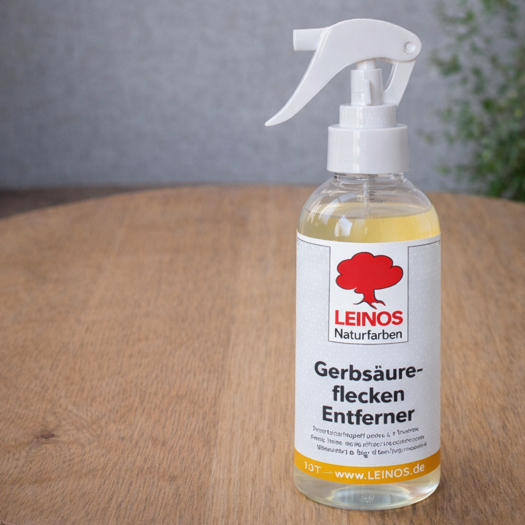 LEINOS Gerbsäureflecken Entferner 946 – 250ml Spezialreiniger für Eichenholz & Edelhölzer – entfernt dunkle Flecken & Verfärbungen durch Gerbsäure – Wasserbasiert, Biologisch Abbaubar & Farblos