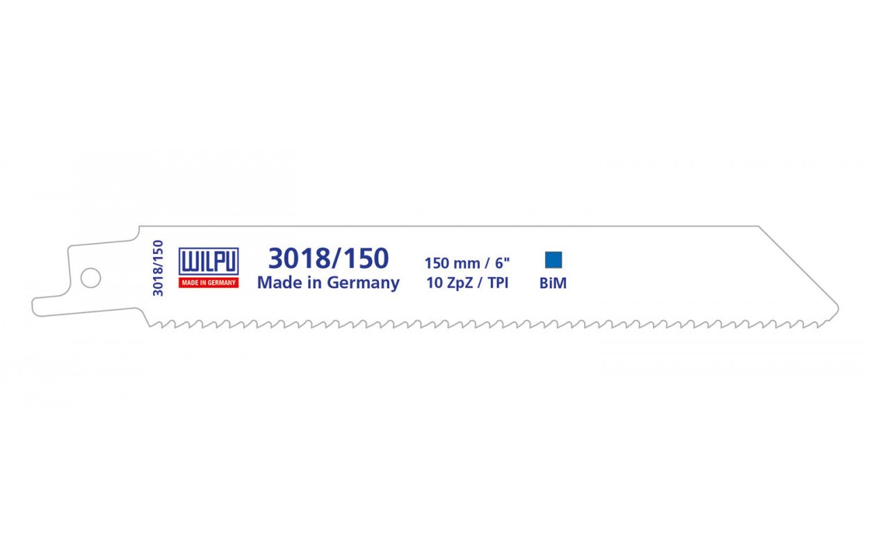 Wilpu 5 Stück  Säbelsägeblätter für Stahlrohre, -profile, Vollmaterial, Buntmetalle und rostfreier Stahl 150x19x0,9mm 10TPI | Stahlschneiden