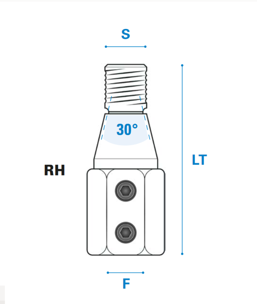 Bohrer kraftvolles Spannfutter, Rechts oder Links, 30°