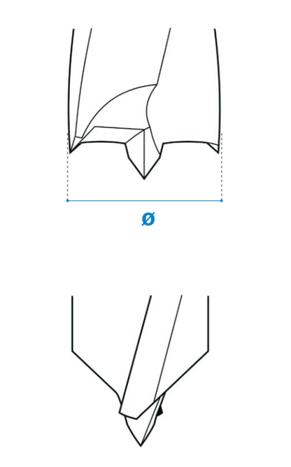 Dübellochbohrer - Hartmetall, Rechtslauf oder Linkslauf, Ø 5 bis 16 mm, Schneide 2/V2