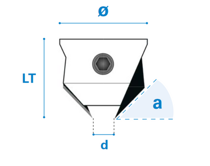 Aufstecksenker Hartmetall 45°, Schneide 2 für Art. 306/307