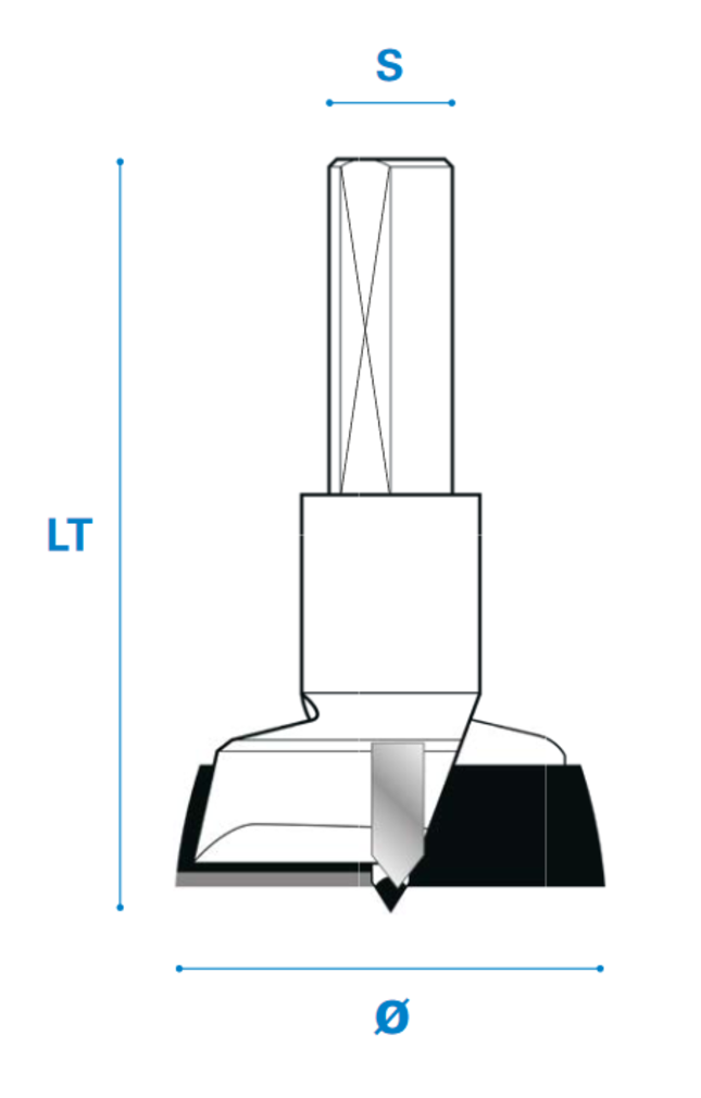 Zylinderkopfbohrer aus Hartmetall, Rechts oder Links, Schneide 2/V2