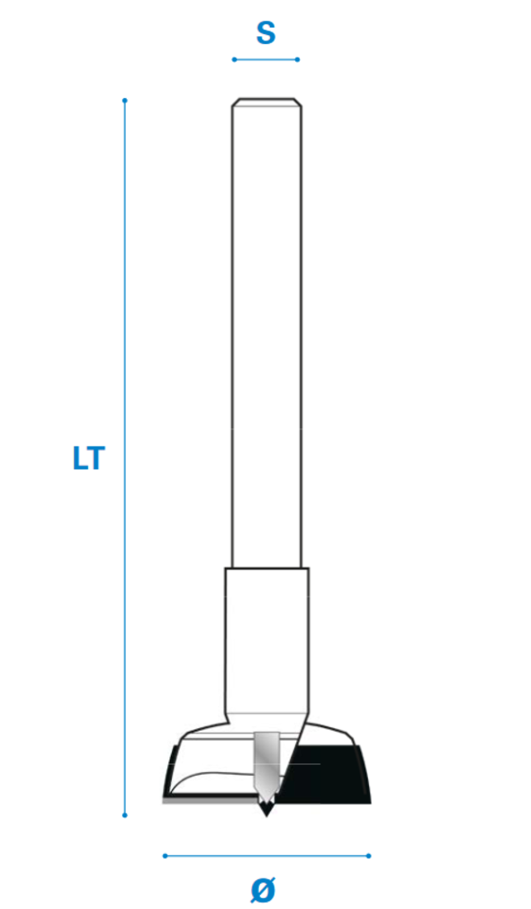 Zylinderkopfbohrer mit zylindrischem Schaft Rechts - Hartmetall Schneide 2/V2