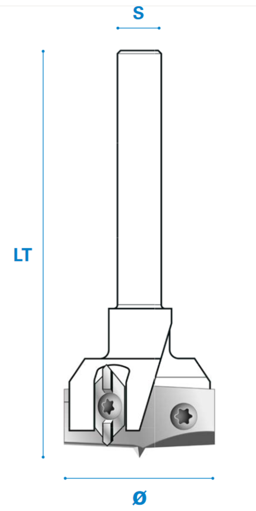 Wendeplatten Zylinderkopfbohrer mit zylindrischem Schaft Rechts - Hartmetall Schneide 2/V2