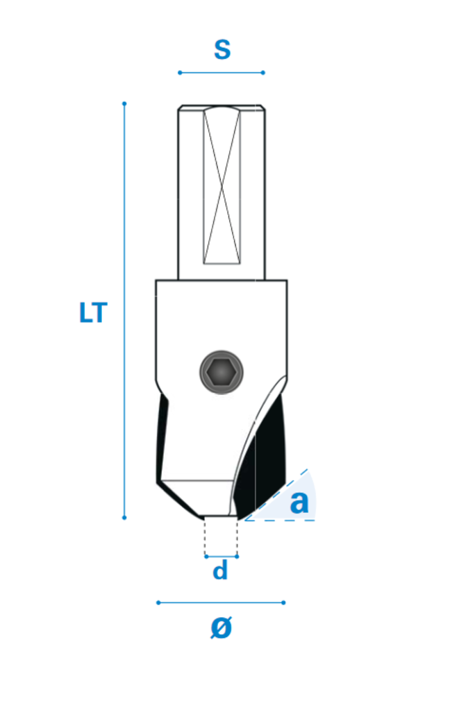 Aufsteckversenker für die Befestigung an Spiralbohrern 45° Schneide 2 Hartmetall für Art. 337/337b