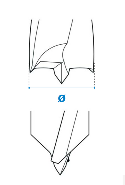 Dübellochbohrer aus Vollhartmetall - Rechtslauf Linkslauf Schneide 2/V2