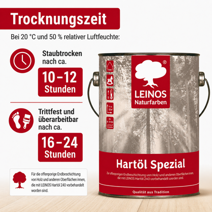 Leinos 245 Hartöl Spezial für Innen 2,5 l  Für stark strapazierte Flächen wie Fußböden und für den anspruchsvollen Möbelbau Hervorragende Polierfähigkeit
