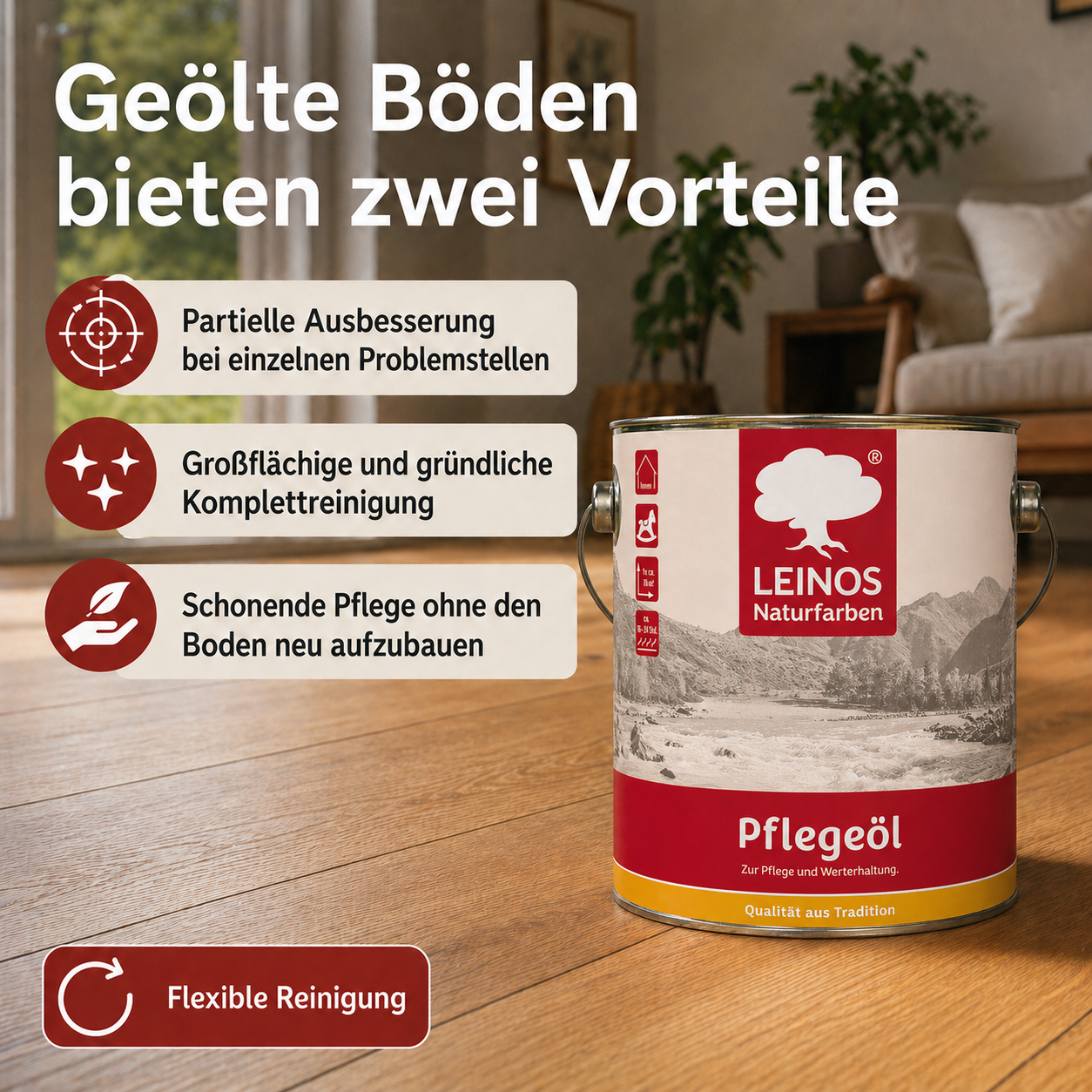 LEINOS 285 Pflegeöl 202 Weiß 2,50 Liter | Zur Behandlung aller geölten und gewachsten Flächen wie Holz, Kork und Linoleum im Innenbereich |