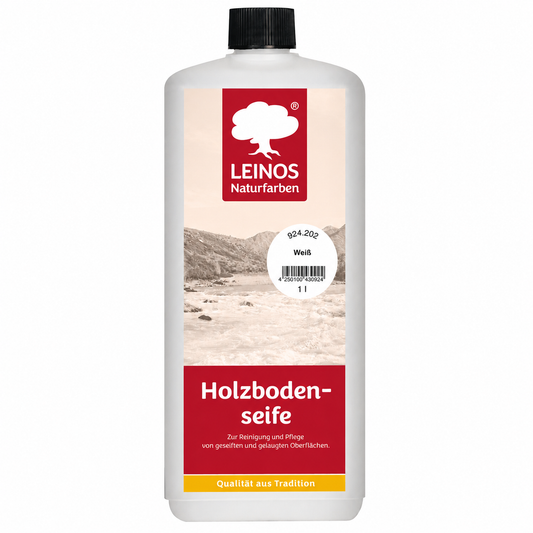 LEINOS Holzbodenseife 924 weiß 1 Liter – hochkonzentrierte Reinigung & Pflege für gelaugte/geseifte Holzböden | für Erstbehandlung 1:10 & Unterhalt 1:40 | rückfettend