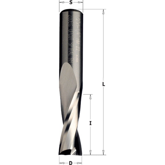 Vollhartmetall Fräser 8x32x80mm S=8mm mit 2 positiv spiralgenuteten Schneiden Z2 Linkslauf