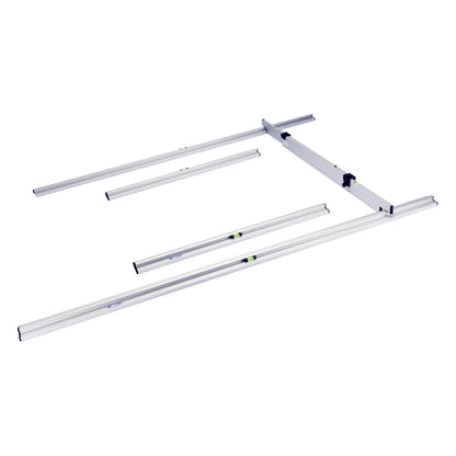 rabo Trockenschüttungslehre 5-teilig | 2 Grundschienen 1,25m und 2,50m | 1  verstellbare Abziehlatte 1,50-2,50m | Varia-A Set