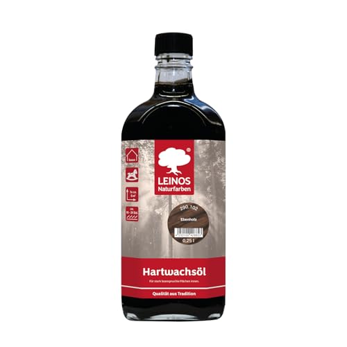 LEINOS 290 Hartwachsöl, 0,25 l, Ebenholz |  sehr widerstandsfähige, seidenmatte Öl-Wachs-Harz-Beschichtung | Ideal für stark strapazierte Holzfußböden und Treppen
