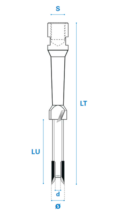 Ausfräsen von Schlosskasten und Drückerlöchern M12 Elu - Hartmetall, Rechtslauf, Schneide 2+2