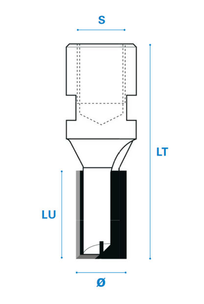 Nutfräser für Schlüsselloch. M12 Elu® - Hartmetall Rechtslauf Schneide 2+1