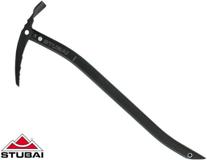 STUBAI Eispickel LEVEL 59 cm | ergonomisch gebogener Leicht-Eispickel 475 g | Aluminiumstiel & Stahlkopf sandgestrahlt, lasergraviert | mattschwarz | für Bergsteigen, Hochtour Eis & Stufenschlagen Pro