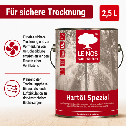 Leinos 245 Hartöl Spezial für Innen 2,5 l  Für stark strapazierte Flächen wie Fußböden und für den anspruchsvollen Möbelbau Hervorragende Polierfähigkeit