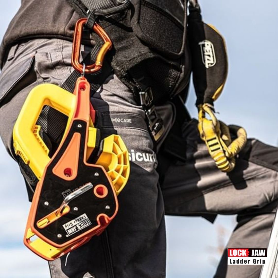 Lock Jaw Ladder Grip Leitersicherungsclip für Dachrinnen, sichere Leiterbefestigung in 5 Sekunden, BG Bau gelistet für Handwerker und Dachdecker