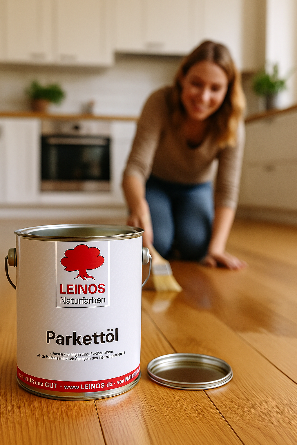 LEINOS 252 Parkettöl für Innen, 0,75 L – seidenmatt & farblos – natürliche Holzpflege für Parkett & Dielenböden – atmungsaktiv, wasserabweisend & strapazierfähig – lösemittelfrei & offenporig