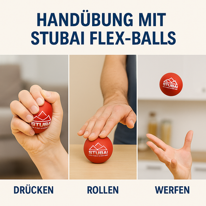 „STUBAI Flex-Balls Trainingsbälle – 3 Stück à 30 g, Durchmesser 7 cm – weiche Therapie-Bälle zur Handkräftigung & Fingerübung – Trainingshilfe für Reha, Fitness, Ergotherapie & Senioren“