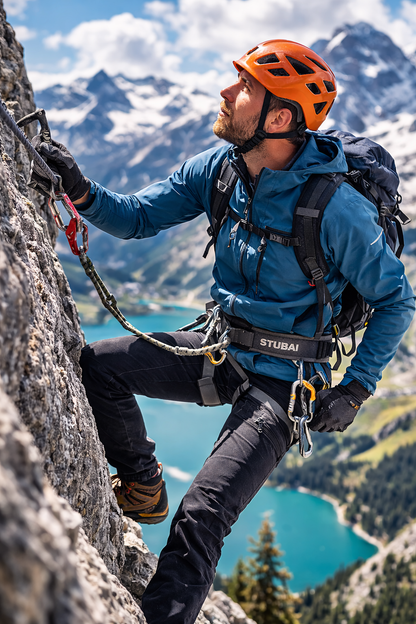 Kletter-Gurt | STUBAI Vario Gurt für Damen und Herren, zum Klettern, Sicherheitsgurt, Kletterausrüstung, Baumklettern, Kletter-Geschirr, Klettersteig, 310 gramm Extrem weiten Bereich von 5 cm bis 120 cm