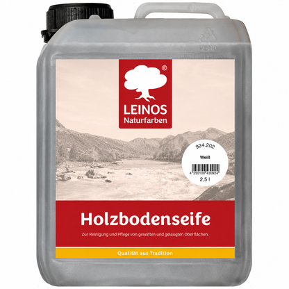 LEINOS 924 Holzbodenseife 2,50 l Weiß | Zur Reinigung, Pflege und Veredelung von geseiften und gelaugten, sowie von natur- und weißgeölten Holzoberflächen