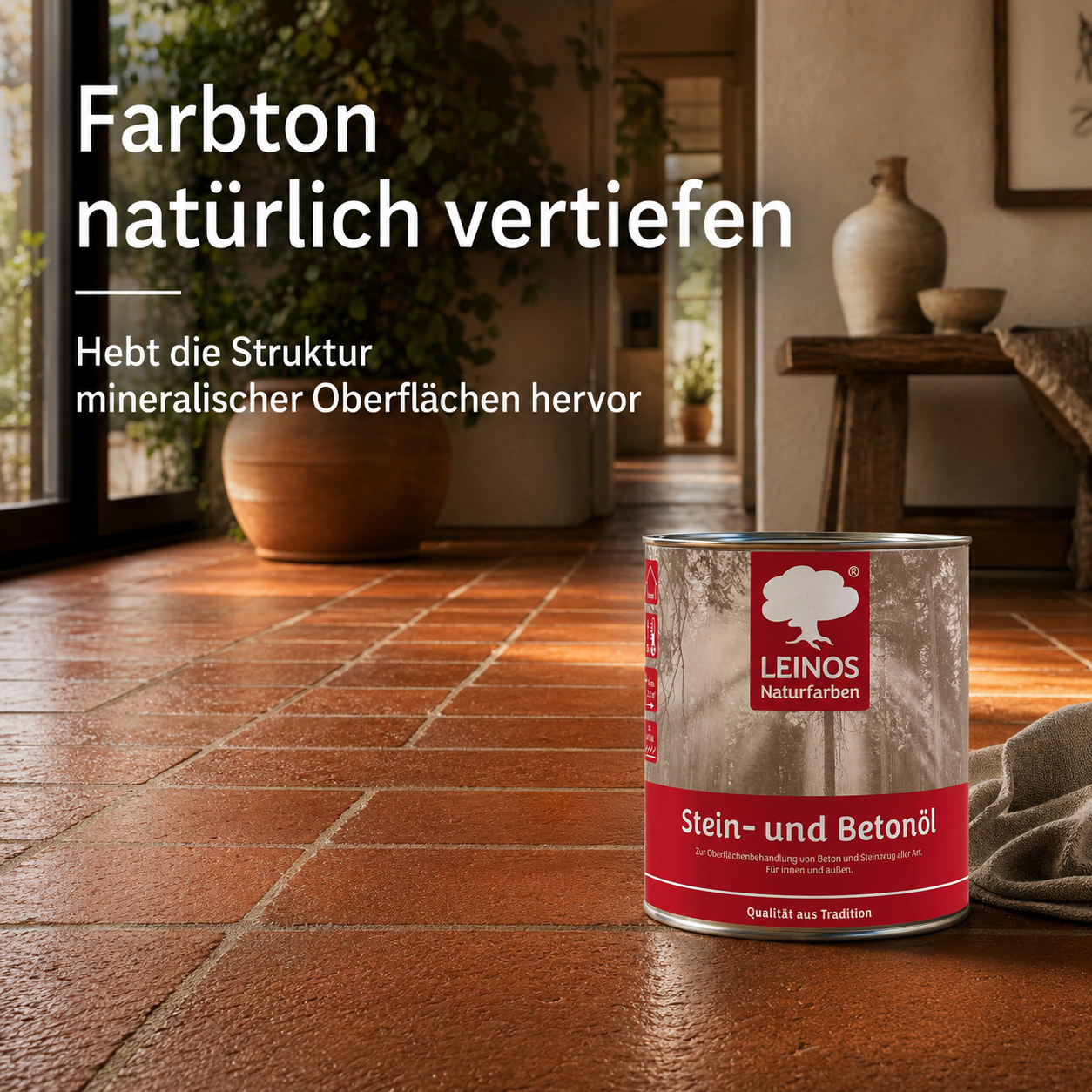 LEINOS Stein- und Betonöl 254 – 0,75 L – Öl zur natürlichen Oberflächenbehandlung von Beton, Estrich & Steinzeug innen – atmungsaktiv & lösemittelfrei