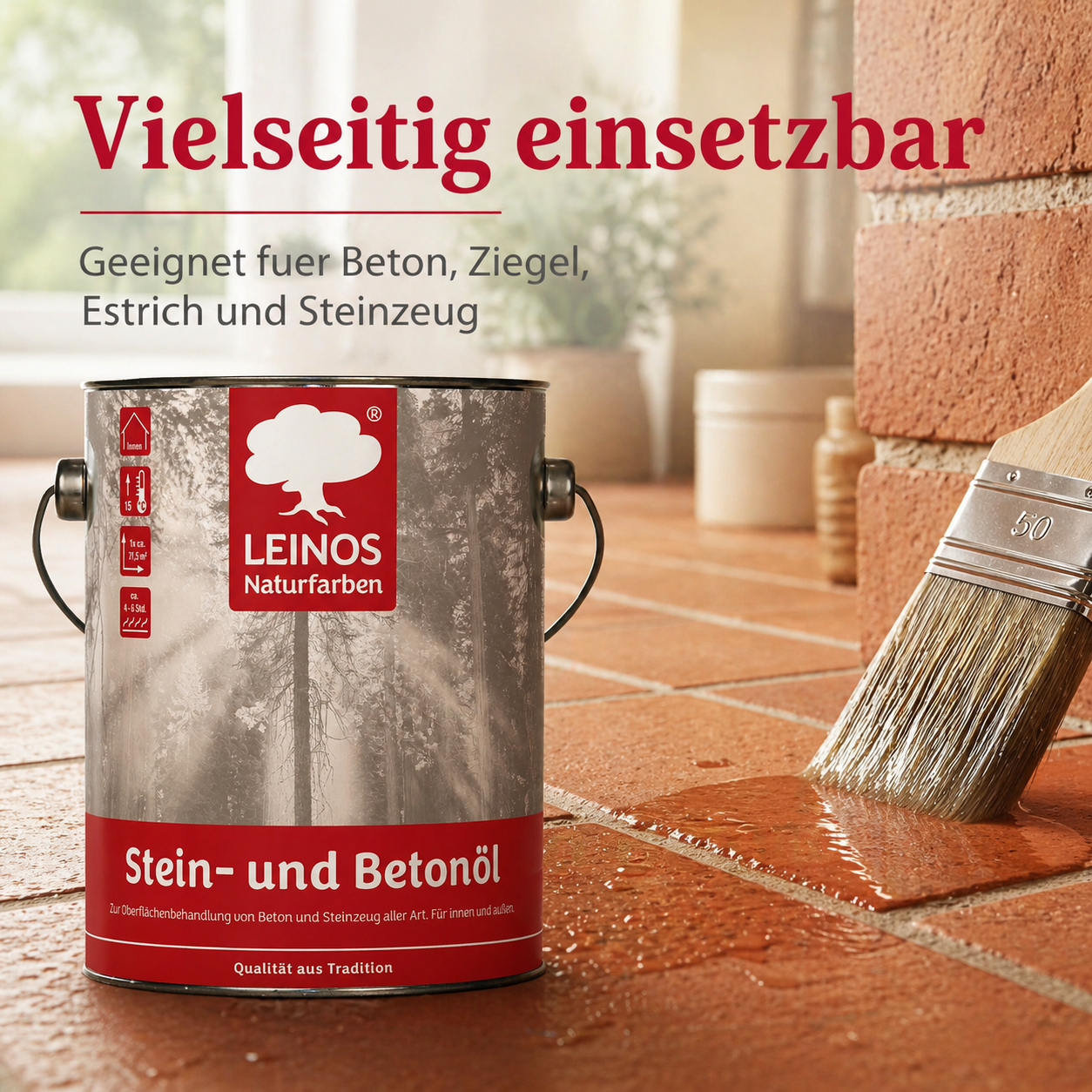 LEINOS Stein- und Betonöl 254 – 2,5 L – Öl zur natürlichen Oberflächenbehandlung von Beton, Estrich & Steinzeug innen – atmungsaktiv & lösemittelfrei