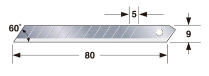 TAJIMA Ersatzklinge ENDURA 9mm  50 Stück, TAJ-70401 Sehr gut geeignet für Tapete und Folie. Gut geeignet für Pappe und Leder.