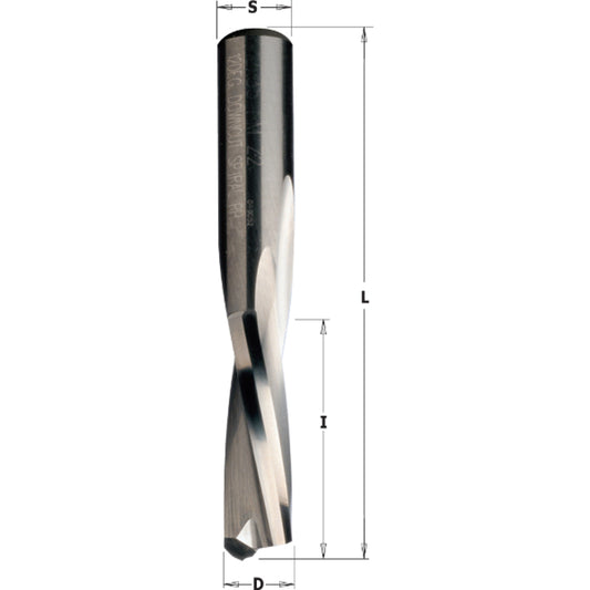 Vollhartmetall Fräser 8x32x80mm S=8mm mit 2 negativ spiralgenuteten Schneiden Z2 Linkslauf