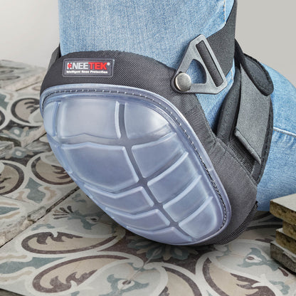 KNEETEK Knieschoner BASIC Clear für empfindliche Untergründe | Knieschützer für optimale Entlastung beim Arbeiten auf Knien | Kniepolster geeignet für Fliesenleger, Hobby-Handwerker, DIY-Bereich