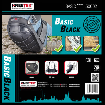 KNEETEK Knieschoner BASIC Black für robusten Einsatz  | Knieschützer für optimale Entlastung beim Arbeiten auf Knien | Kniepolster geeignet für Fliesenleger, Hobby-Handwerker, DIY-Bereich