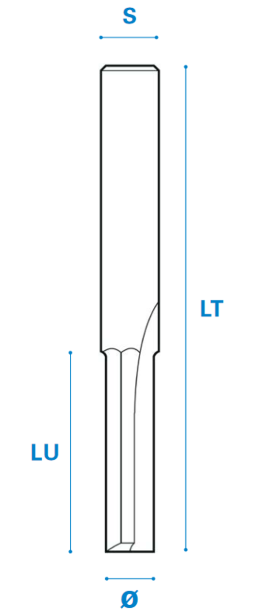 Nutfräser aus Vollhartmetall - Rechtslauf, Schneide 2+1, Arbeitslänge 10 mm, Gesamtlänge 50 mm, Schaft 8 mm, Ø 3 mm