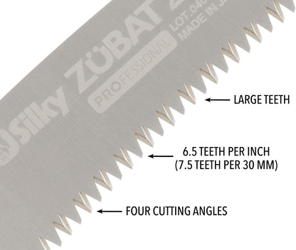 SILKY Zübat Professional Handsäge 240 mm gebogen | 7,5 Zähne/30 mm Mirai-Me | Hartchrom-Sägeblatt | impulsgehärtet | Profi Astsäge inkl. Kunststoffholster