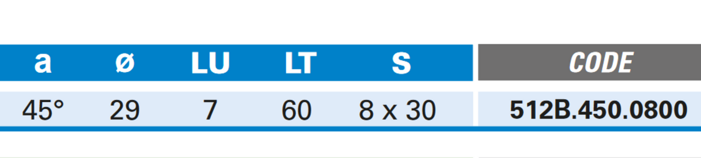 Fasefräser mit Kugellager und Wendemesser - 45° Schneide 2 Hartmetall Ø 29 - Rechts, 7 - 60 - 8 X 30