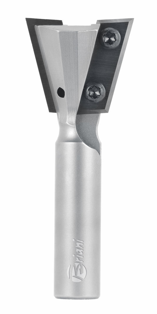 Zinkenfräser mit Wendemesser aus Hartmetall, Rechtslauf, Schneide 2  5°, Arbeitslänge 27,5 mm, Gesamtlänge 70 mm, Schaft 12 mm, Ø 22 mm