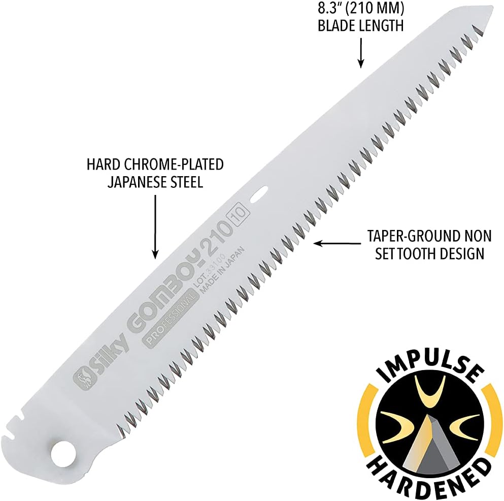 ORIGINAL SILKY Ersatzblatt für Gomboy 210 mm Medium – Astsäge Baumsäge Gartensäge, japanischer Premium-Stahl, präzise Verzahnung, schnelles Sägen auf Zug, für Outdoor, Garten und Bushcraft