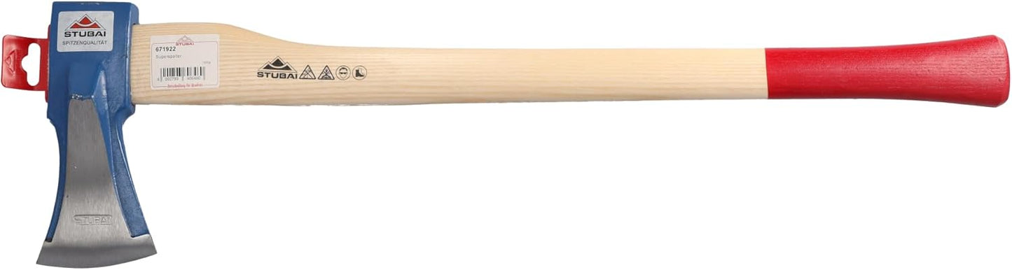 STUBAI Superspalter Spaltaxt | 1800 g Kopfgewicht | Keilsteg-Technologie für maximale Sprengwirkung | Carbonstahl 52–55 HRC, gesenkgeschmiedet & poliert | Eschenstiel 600 mm | Profi Brennholz