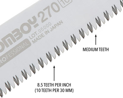 Silky Gomboy 270 Ersatzblatt 270 mm – Klappsäge Sägeblatt mit 10 Zähnen/30 mm – Premium Japanstahl – für trockenes & frisches Holz – passend für Silky Gomboy KSI522127 – präzise Zugschnitte