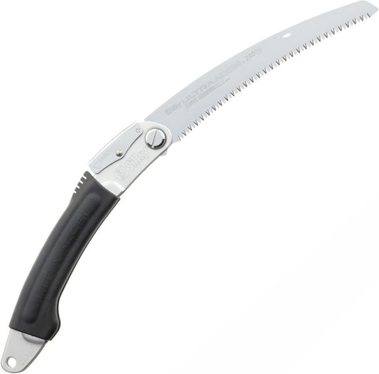 Silky Ultra Accel Curve 240 mm Klappsäge – gebogenes Sägeblatt mit grober Mirai-Me Verzahnung 7,5 ZpZ, Aluminium-Gummigriff für schnelle Schnitte bei Oberhandarbeiten und Baumpflege
