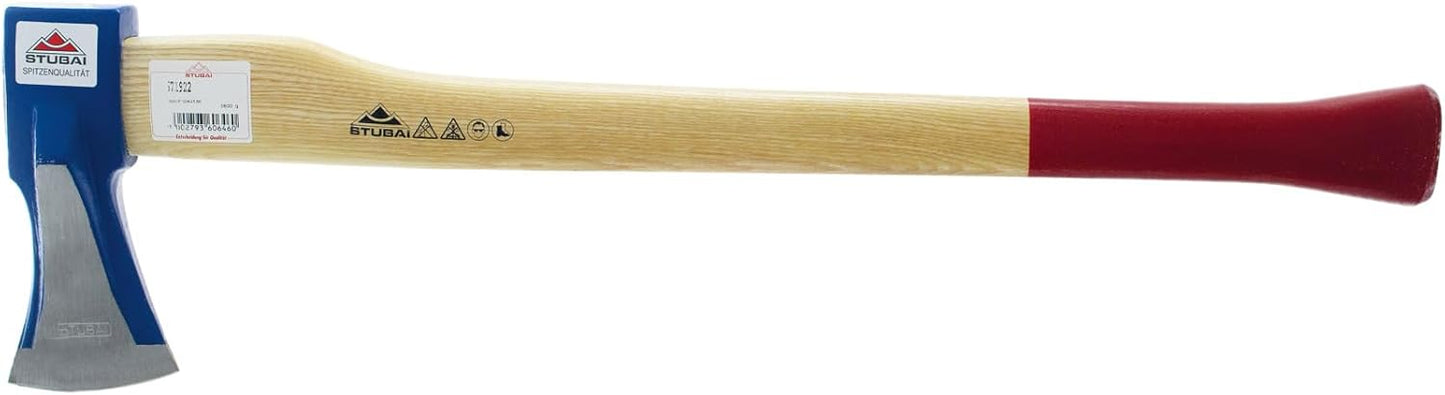 STUBAI Superspalter Spaltaxt | 1800 g Kopfgewicht | Keilsteg-Technologie für maximale Sprengwirkung | Carbonstahl 52–55 HRC, gesenkgeschmiedet & poliert | Eschenstiel 600 mm | Profi Brennholz