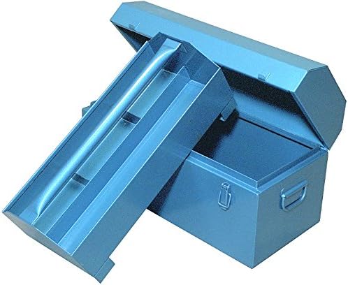 STUBAI Spengler-Werkzeugkoffer Nr. 4994 10 | 55x25x30 cm mit herausnehmbarem Einsatz & Vorrichtung zum Einhängen in Dachlattung | Stahlblech, blau lackiert, 0,7–0,8 mm Blechstärke