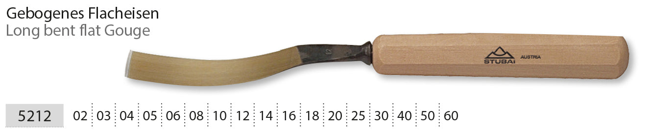 STUBAI Stemmeisen Stechbeitel Serie 52 - Form 12 | Gebogenes Flacheisen 30 mm, mit Holzgriff, zum Vorstechen, für Anschlagarbeiten, Schrupparbeiten, Rosetten, zur Bearbeitung von Holz