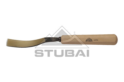 STUBAI Stemmeisen Stechbeitel Serie 52 - Form 12 | Gebogenes Flacheisen 2 mm, mit Holzgriff, zum Vorstechen, für Anschlagarbeiten, Schrupparbeiten, Rosetten, zur Bearbeitung von Holz