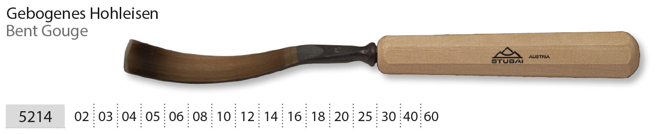 STUBAI Stemmeisen Stechbeitel Serie 52 - Form 14 | Gebogenes Hohleisen 6 mm, mit Holzgriff, zum Vorstechen, für Anschlagarbeiten, Schrupparbeiten, Rosetten, zur Bearbeitung von Holz