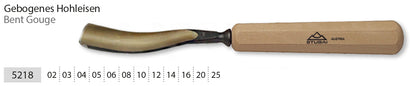 STUBAI Stemmeisen Stechbeitel Serie 52 - Form 18 | Gebogenes Hohleisen 10 mm, mit Holzgriff, für Figurenarbeiten, Darstellung von welligem Haar und Wasser, zur präzisen Bearbeitung von Holz