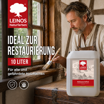 LEINOS Holzwurmfrei 130 - 10 Liter - Holzverfestigungsmittel gegen Insekten und Pilze, Schutz vor Holzwürmern