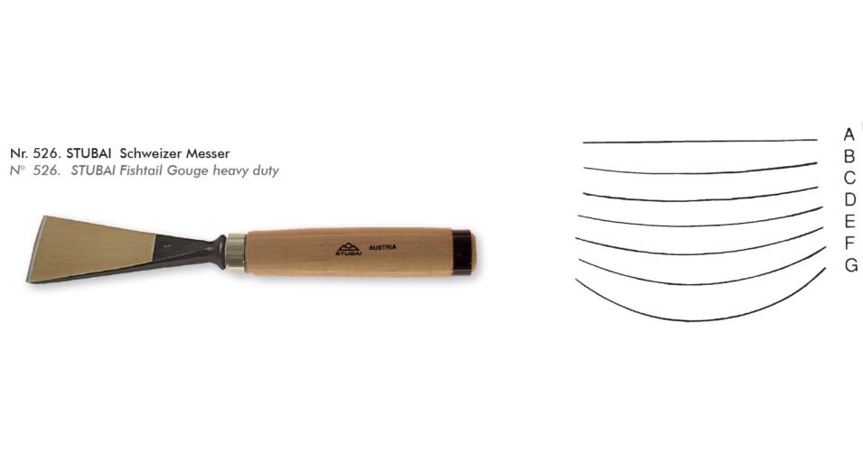 STUBAI Stemmeisen Stechbeitel Serie 52 - Form 61 | Schweizer Messer Form A 50 mm, mit Holzgriff, zum Vorstechen, Kerb- und Reliefschnitz, für glatte Flächen, zur präzisen Bearbeitung von Holz