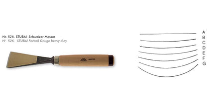 STUBAI Stemmeisen Stechbeitel Serie 52 - Form 61 | Schweizer Messer Form A 50 mm, mit Holzgriff, zum Vorstechen, Kerb- und Reliefschnitz, für glatte Flächen, zur präzisen Bearbeitung von Holz