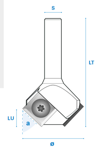 Fasefräser mit Wendemesser Schneide 2 Hartmetall Rechts